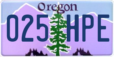 OR license plate 025HPE