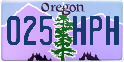 OR license plate 025HPH