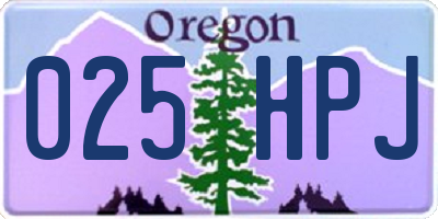 OR license plate 025HPJ