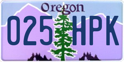 OR license plate 025HPK