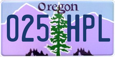 OR license plate 025HPL