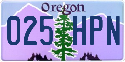 OR license plate 025HPN