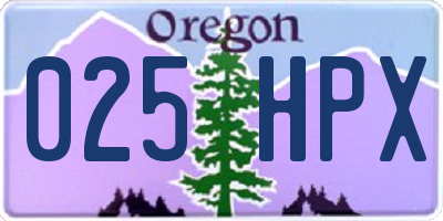 OR license plate 025HPX