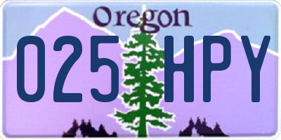 OR license plate 025HPY