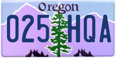 OR license plate 025HQA