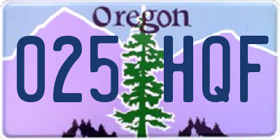 OR license plate 025HQF