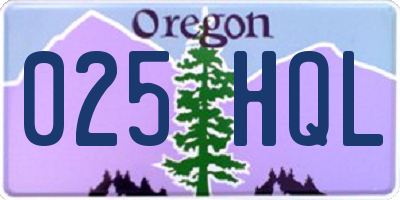 OR license plate 025HQL