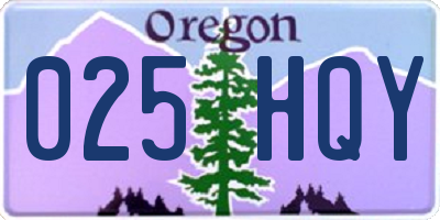 OR license plate 025HQY