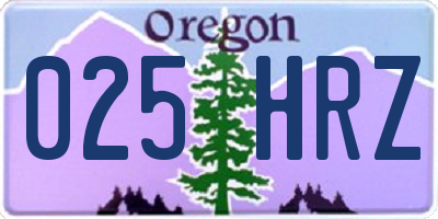 OR license plate 025HRZ