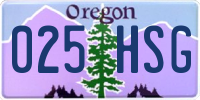 OR license plate 025HSG