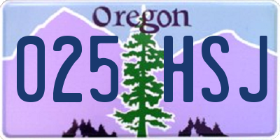 OR license plate 025HSJ