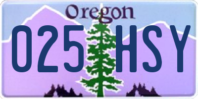 OR license plate 025HSY