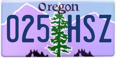 OR license plate 025HSZ