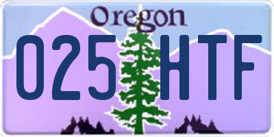 OR license plate 025HTF
