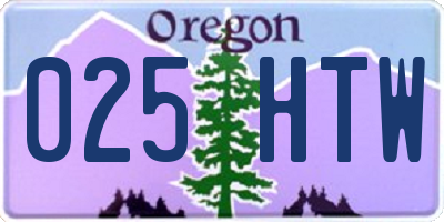 OR license plate 025HTW