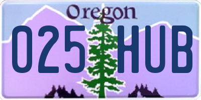 OR license plate 025HUB