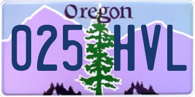 OR license plate 025HVL