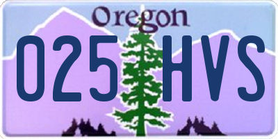 OR license plate 025HVS