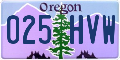 OR license plate 025HVW