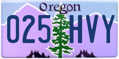 OR license plate 025HVY