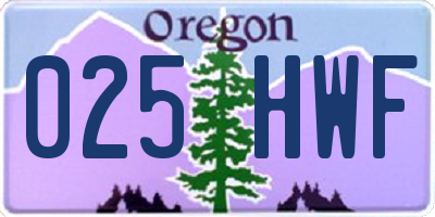 OR license plate 025HWF
