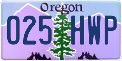 OR license plate 025HWP