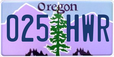 OR license plate 025HWR