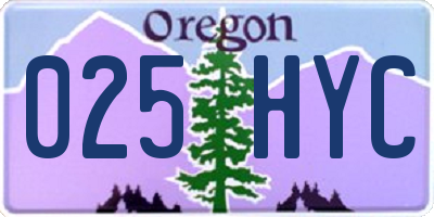 OR license plate 025HYC