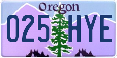 OR license plate 025HYE