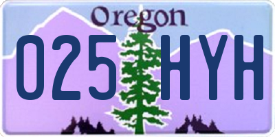 OR license plate 025HYH