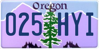OR license plate 025HYI