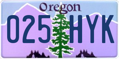 OR license plate 025HYK