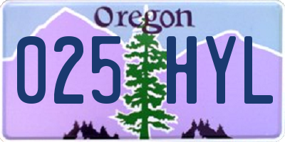 OR license plate 025HYL