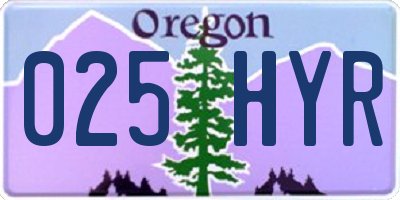 OR license plate 025HYR