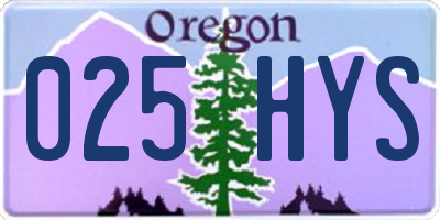 OR license plate 025HYS
