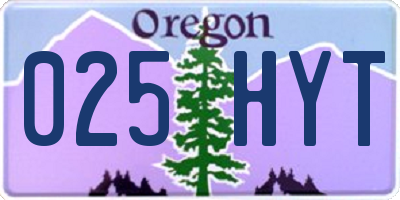 OR license plate 025HYT
