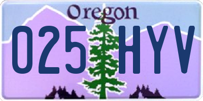 OR license plate 025HYV