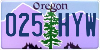 OR license plate 025HYW