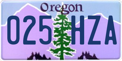 OR license plate 025HZA