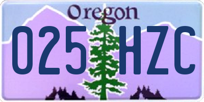 OR license plate 025HZC