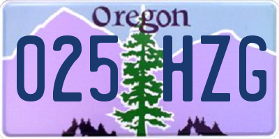 OR license plate 025HZG
