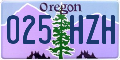 OR license plate 025HZH