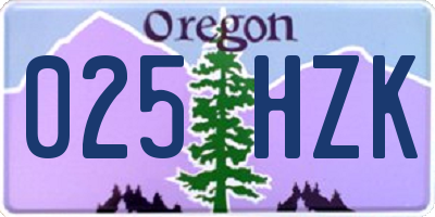 OR license plate 025HZK