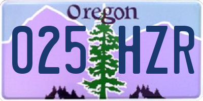 OR license plate 025HZR