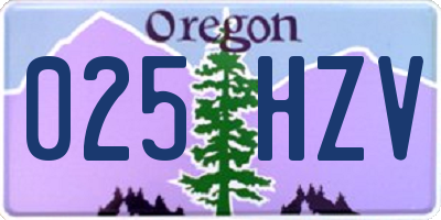 OR license plate 025HZV