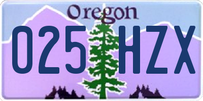 OR license plate 025HZX