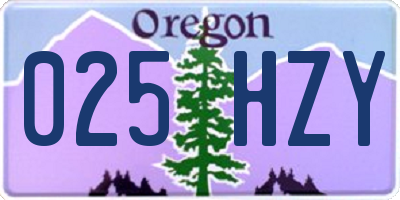 OR license plate 025HZY