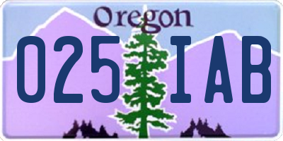 OR license plate 025IAB