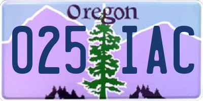 OR license plate 025IAC