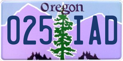 OR license plate 025IAD